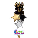 Birthday Jumbo Black Balloon Bouquet 7pc