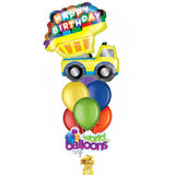 Happy Birthday Truck Balloon Bouquet 7pcs