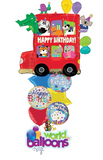 Happy Bday Party Bus assortment balloon bouquet 8pcs