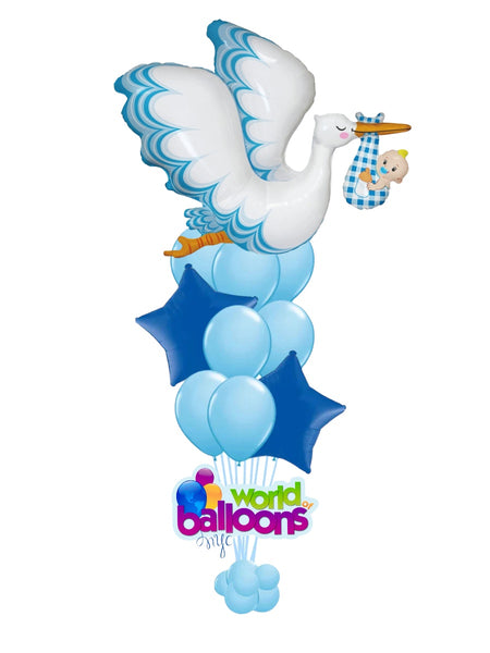 Baby Boy Stork Balloon Bouquet