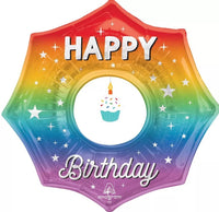 Rainbow Happy Birthday Cupcake Balloon, 33in 9pcs