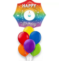 Rainbow Happy Birthday Cupcake Balloon, 33in 9pcs
