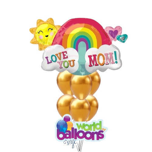 Love you Mom Rainbow super shape foil balloon 7pcs