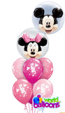 Minnie or Mickey Bubble Balloon Bouquet