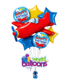 Airplane Shape Foil Balloon Bouquet 7pcs