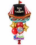 Feliz cumpleaños Pírate Ship bouquet 8pcs
