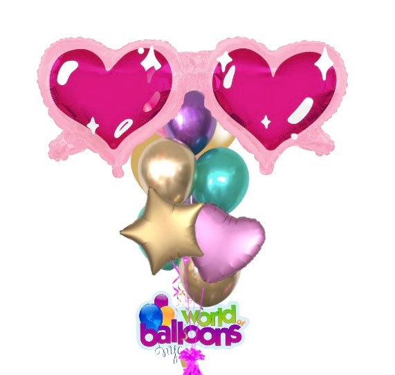 Assortment Balloon heart glasses Bouquet 7pcs