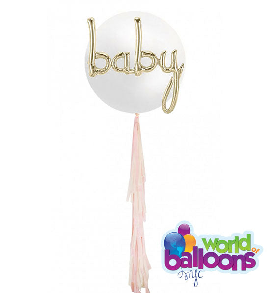 3Ft Jumbo White Baby Tassel Balloon