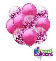 Pink Latex Confetti Balloon Bouquet