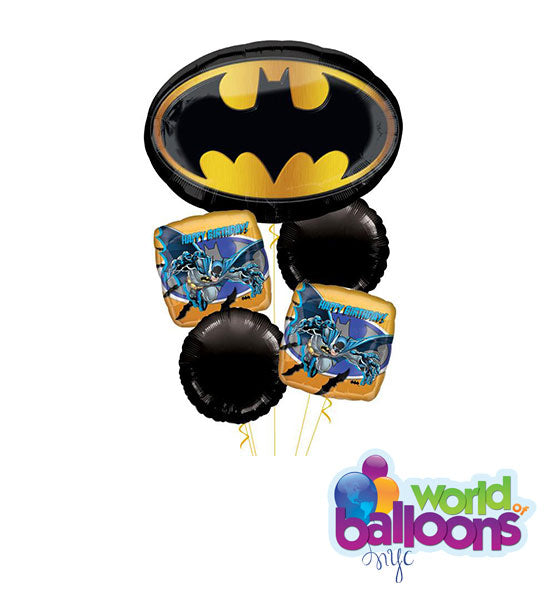 Batman Logo Birthday Balloon Bouquet