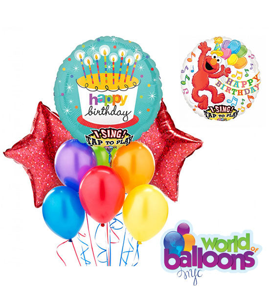 Happy Birthday Cake Singing Balloon Bouquet