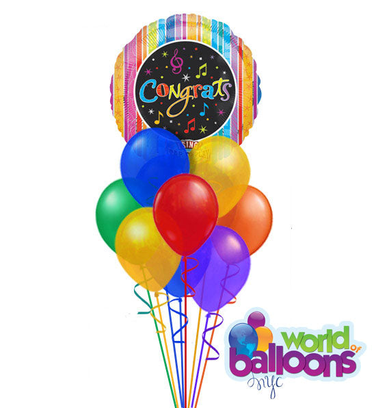 Sing a Tune - Congrats Balloon Bouquet 12 Pcs