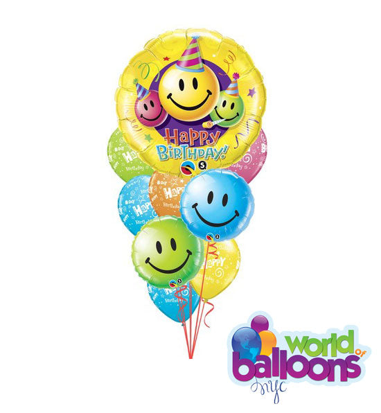 Happy Faces Smiles Birthday Balloon Bouquet