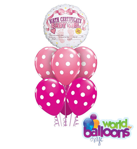 Birth Certificate Baby Girl Balloon Bouquet