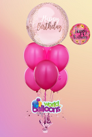 Birthday Blush Bubble Balloon Bouquet 7Pc