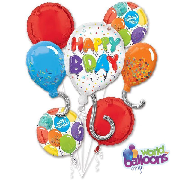 Happy Birthday Balloon shape Bouquet 9Pc
