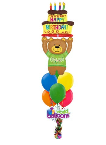 Happy Birthday Giant Teddy Bear Balloon Bouquet
