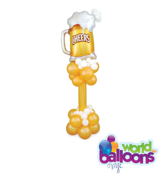 Cheers Birthday Beer Balloon Tower