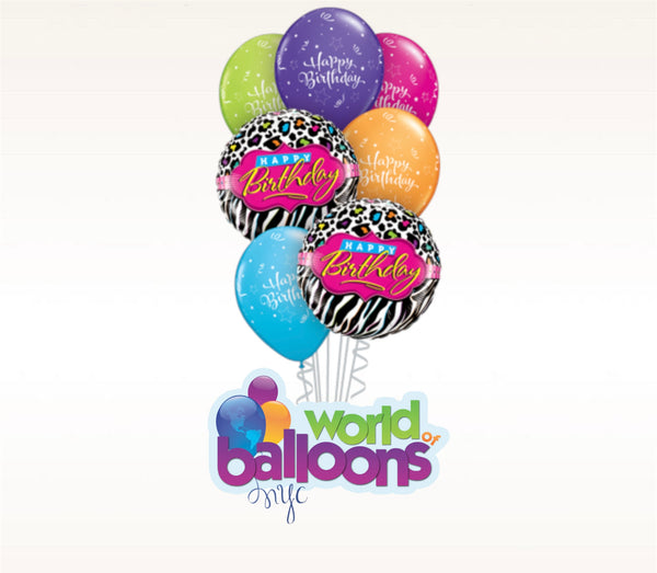 Happy Birthday Animal print Balloon Bouquet