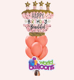 Rose Gold Birthday Cake Balloon Bouquet
