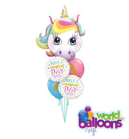 Unicorn Have a Magical Birthday Balloon number bouquet 8pcs