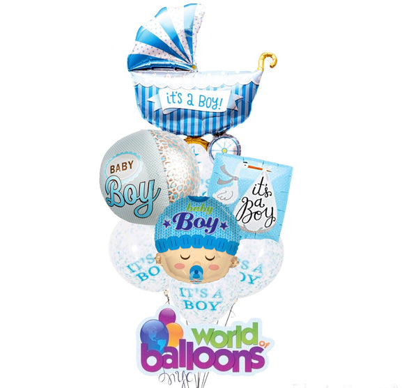 Baby Boy Polka Dot Carriage Balloon Bouquet