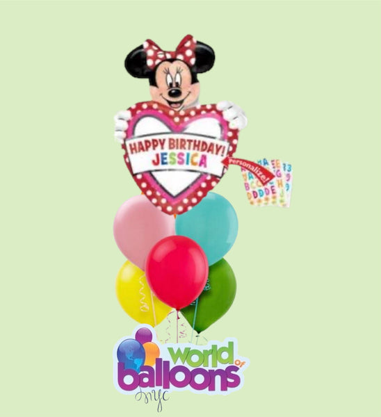 Minnie Mouse Personalized Balloon Bouquet